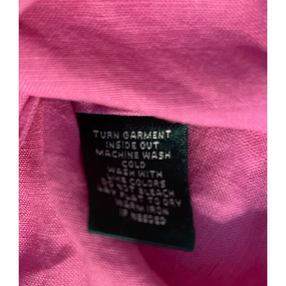 Ralph Lauren Pink Linen Blouse Shirt Gold Buttons Size Med- Barbie Core - Picture 9 of 10